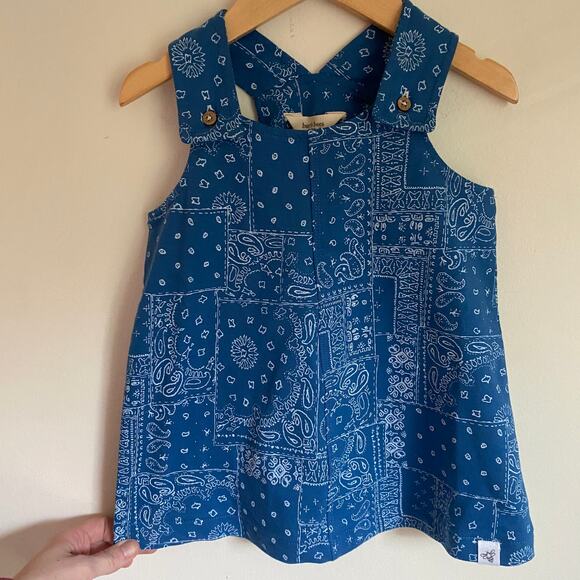 Burt's Bees Blue Paisley Bandana Print Overall Dress Sz 18mo - Picture 5 of 7
